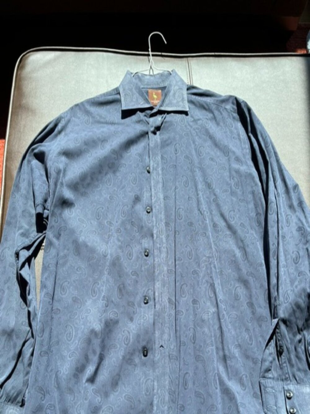 Tailorbyrd Men's XL dark blue striped paisley long sleeve shirt
